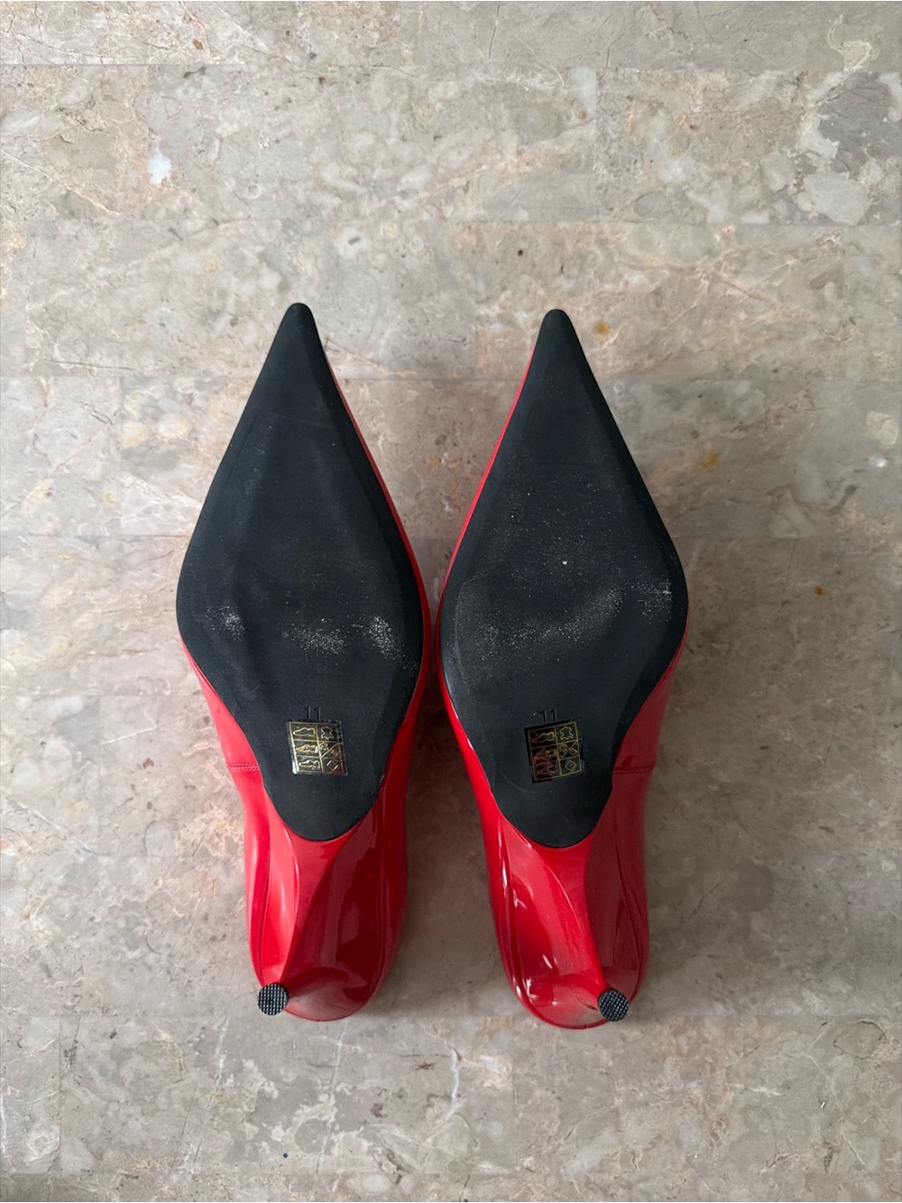 Jeffrey Campbell Red Patent Pointed-Toe Slip-On Heels - Picture 4 of 4